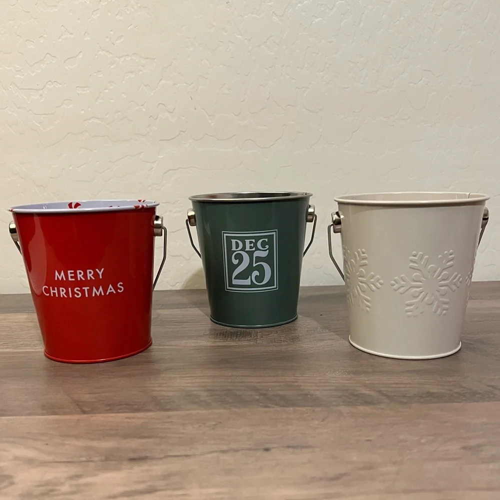 Target Bullseyes Playground Mini Tin Christmas Pails Set of 3